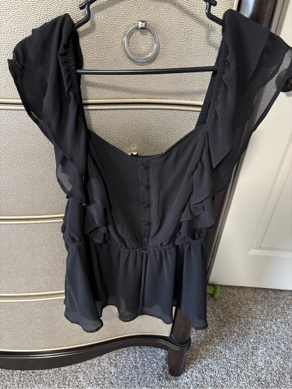 torrid Black Ruffle-Trim Peplum Blouse